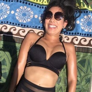 Black bombshell halter bikini top